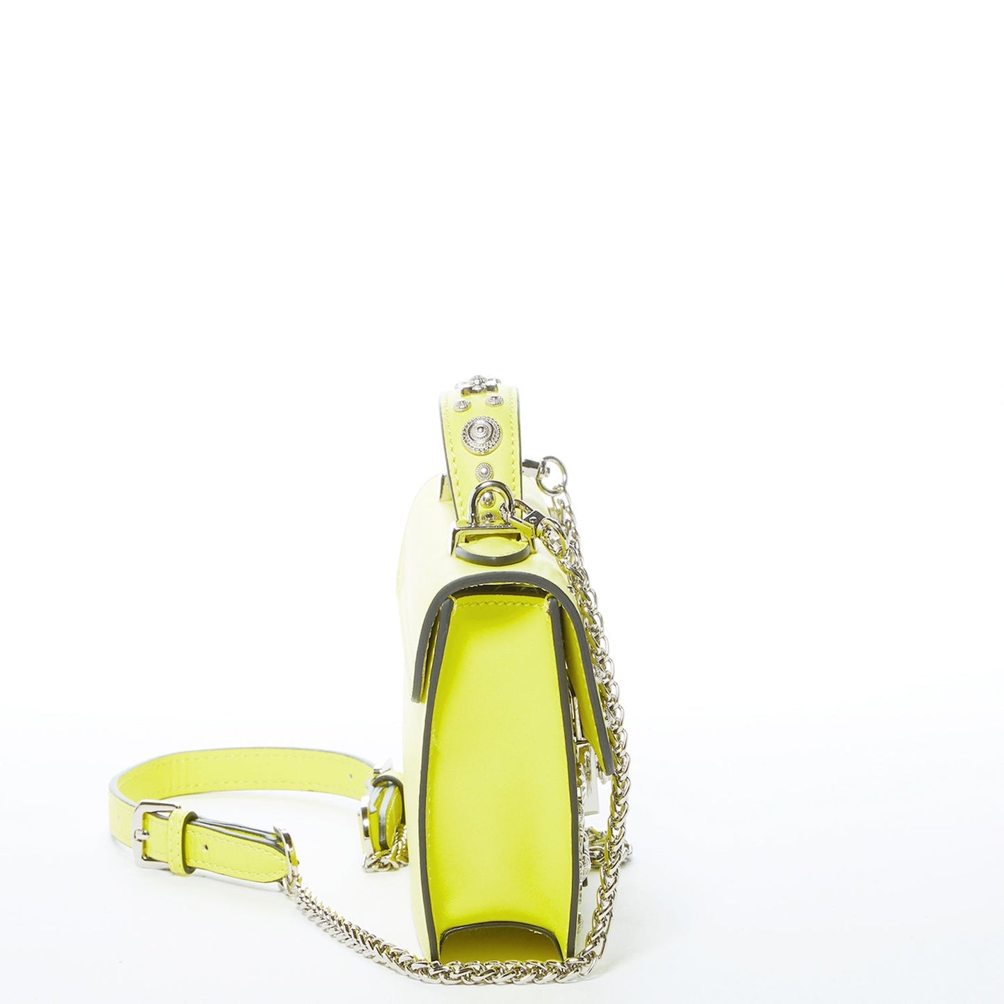 Women's Bright Yellow Leather Crossbody Bag - SUSU Hollywood Studded Mini Purse - Diazza
