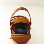 Women's Brown Leather Bucket Bag - SUSU Harper Small Geometric Crossbody Purse - Diazza