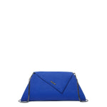Women's Cobalt Blue Leather Clutch Bag - SUSU Evening Crossbody Purse with Chain - Diazza