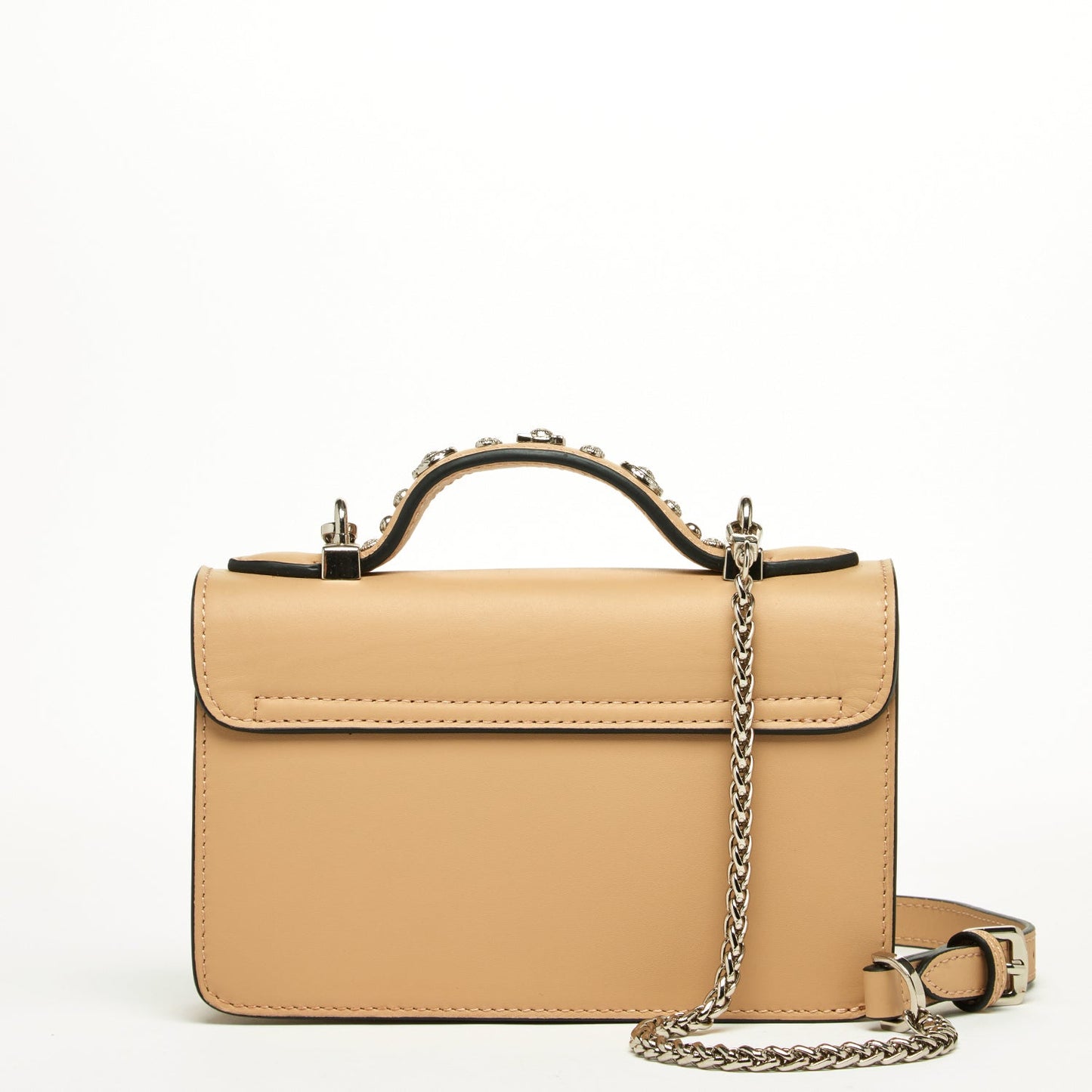 Women's Dark Beige Leather Crossbody Bag - SUSU Small Studded Tan Purse - Diazza