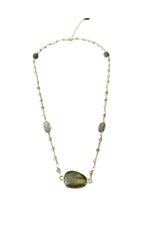 Women's Gold Labradorite Necklace - Mrs. Parker Endless Summer 16" Chain - Diazza
