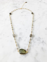 Women's Gold Labradorite Necklace - Mrs. Parker Endless Summer 16" Chain - Diazza