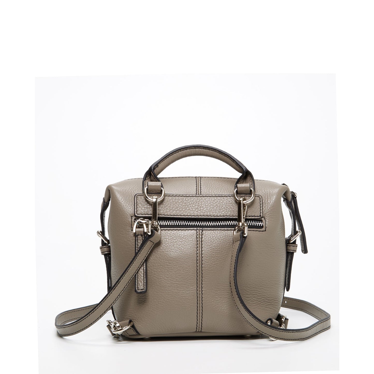 Women's Gray Leather Convertible Backpack - SUSU Ashley Medium with Pockets - Diazza