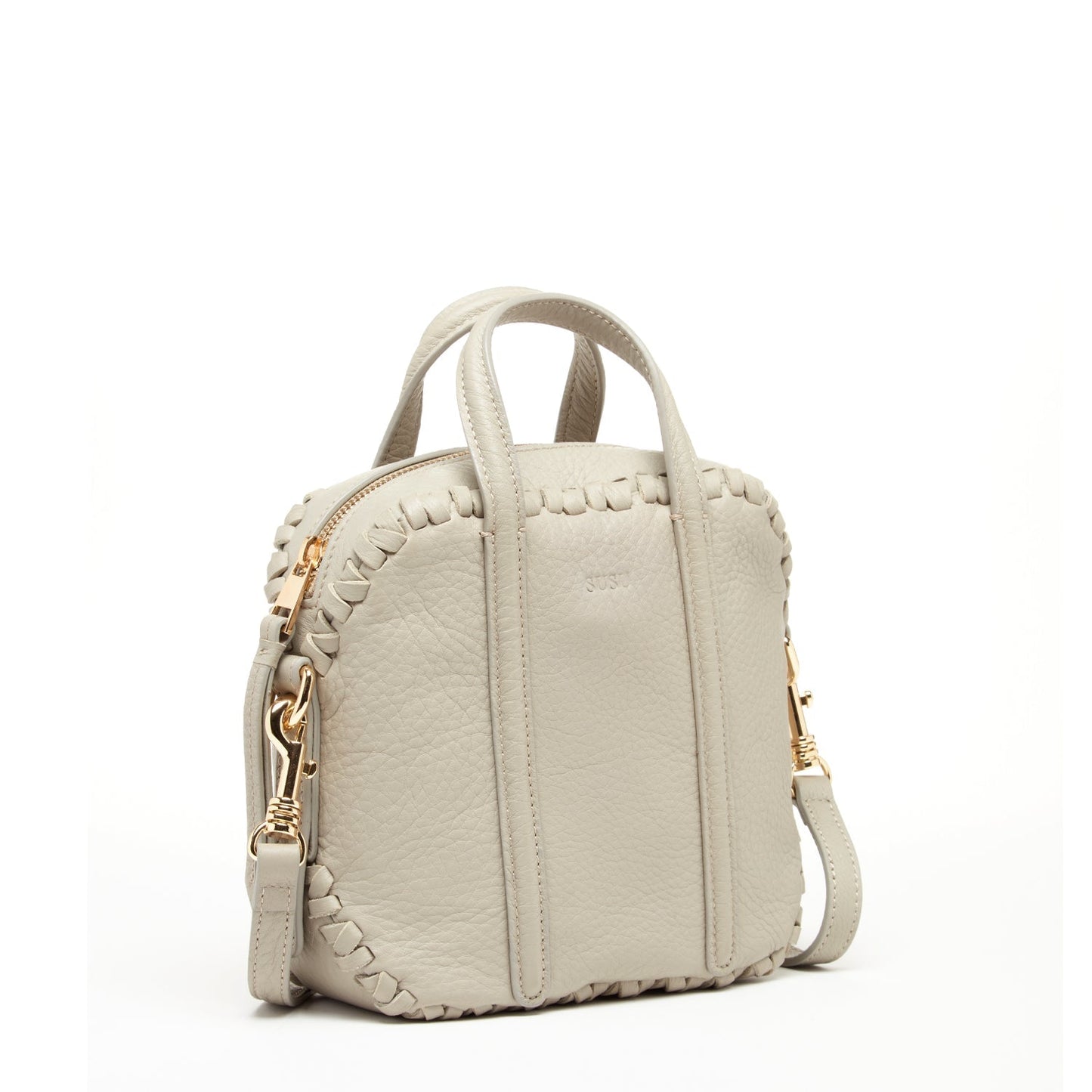 Women's Grayish Beige Leather Crossbody Bag - SUSU Medium Italian Leather Purse - Diazza