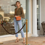 Women's Light Brown Leather Crossbody Bag - SUSU Nanah Vintage Camera Style Purse - Diazza