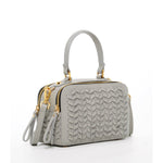 Women's Light Gray Weave Leather Crossbody Purse - Kayla Italian Leather Handbag - Diazza
