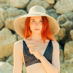 Women's Natural Jute Sun Hat - RIRI Handwoven Straw Hat 6 Inch Brim - Diazza