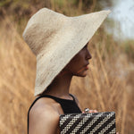 Women's Natural Jute Sun Hat - RIRI Handwoven Straw Hat 6 Inch Brim - Diazza