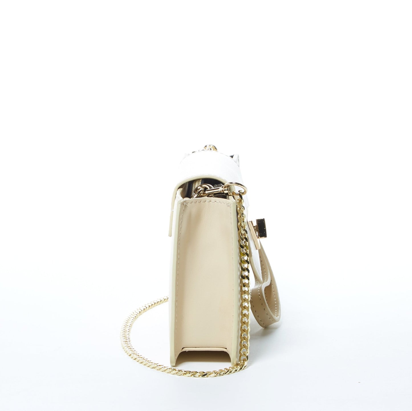 Women's Off White Leather Mini Crossbody Bag - SUSU Mary Wristlet Purse - Diazza