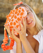 Women's Peach Orange Hand - Beaded Evening Clutch Bag - ARNOLDI Designer Purse - Diazza