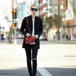Women's Red Studded Leather Crossbody Bag - SUSU Hollywood Mini Purse - Diazza