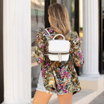 Women's White Leather Convertible Backpack - SUSU Ashley Medium Purse with Pockets - Diazza