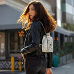 Women's White Leather Convertible Backpack - SUSU Hollywood 3 - in - 1 Crossbody Purse - Diazza