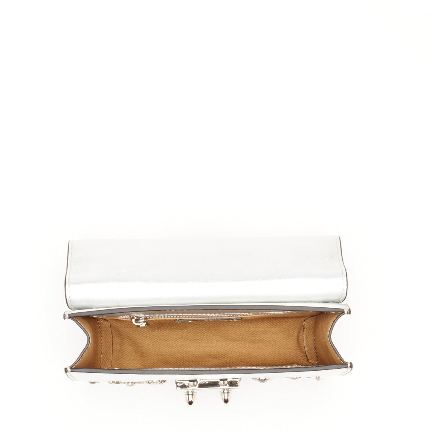 Women's White Leather Crossbody Bag - SUSU Hollywood Small Studded Purse - Diazza