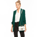 Women's White Leather Crossbody Bag - SUSU Hollywood Small Studded Purse - Diazza