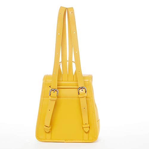 Women's Yellow Leather Backpack - Nicole Drawstring Backpack with Adjustable Straps - Diazza