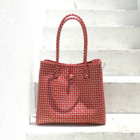 The Toko  Recycled Tote Bag, in Red & White BrunnaCo