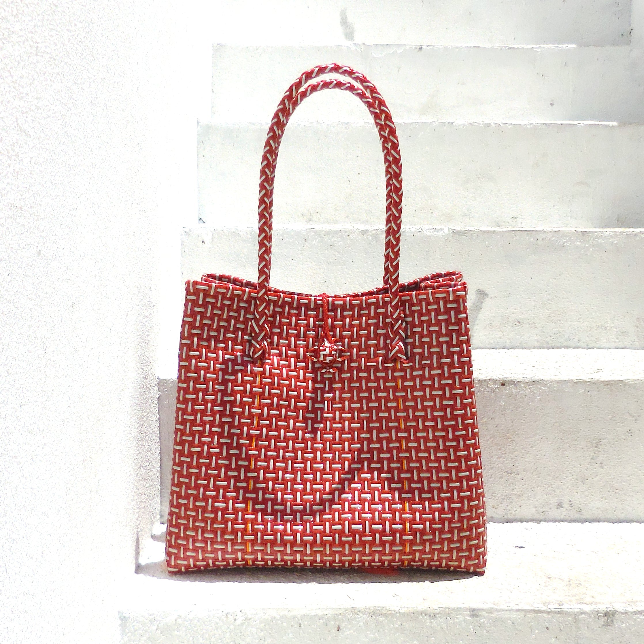 The Toko  Recycled Tote Bag, in Red & White BrunnaCo