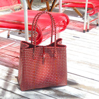 The Toko  Recycled Tote Bag, in Red & White BrunnaCo