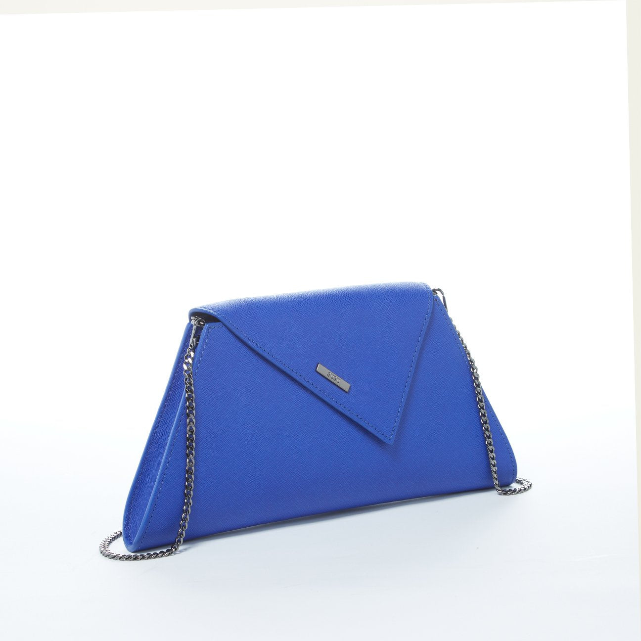 Women's Cobalt Blue Leather Clutch Bag - SUSU Evening Crossbody Purse with Chain SUSU