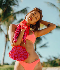 The Arnoldi Jean Hand-beaded Clutch, in Red & Pink BrunnaCo