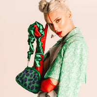 the Arnoldi Jade Clutch Bag In Lush Green & Blue BrunnaCo