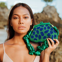the Arnoldi Jade Clutch Bag In Lush Green & Blue BrunnaCo