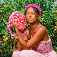 The Arnoldi Daisy Hand-beaded Clutch In Pink & Red BrunnaCo