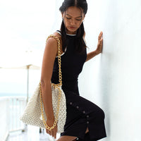The Colette Macrame Beach Bag In Off-White BrunnaCo