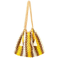 COLETTE Macrame Beach Bag In Yellow X Brown BrunnaCo