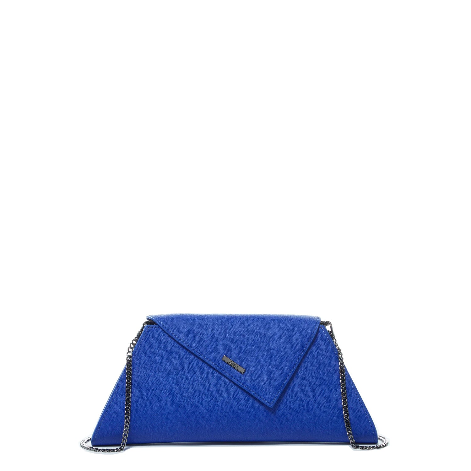 Women's Cobalt Blue Leather Clutch Bag - SUSU Evening Crossbody Purse with Chain SUSU