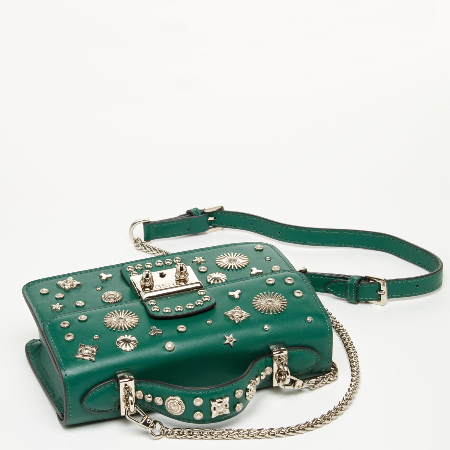 Small Leather Crossbody Bag Dark Green Purse SUSU