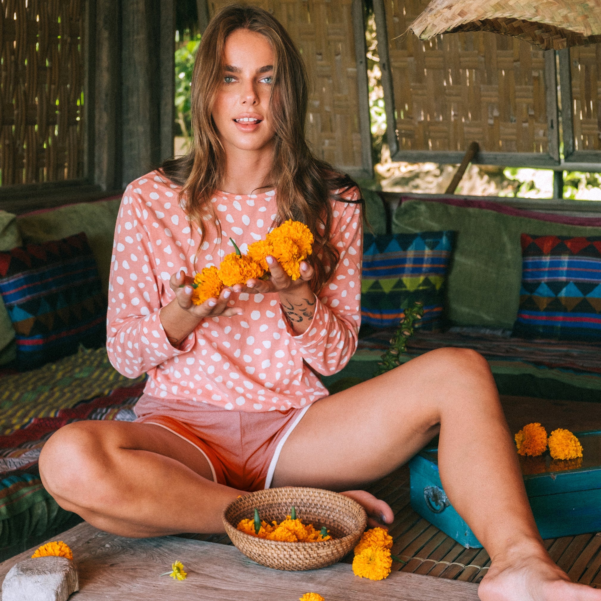 GIRL Seaside Runner Bamboo Shorts In Desert Rose BrunnaCo
