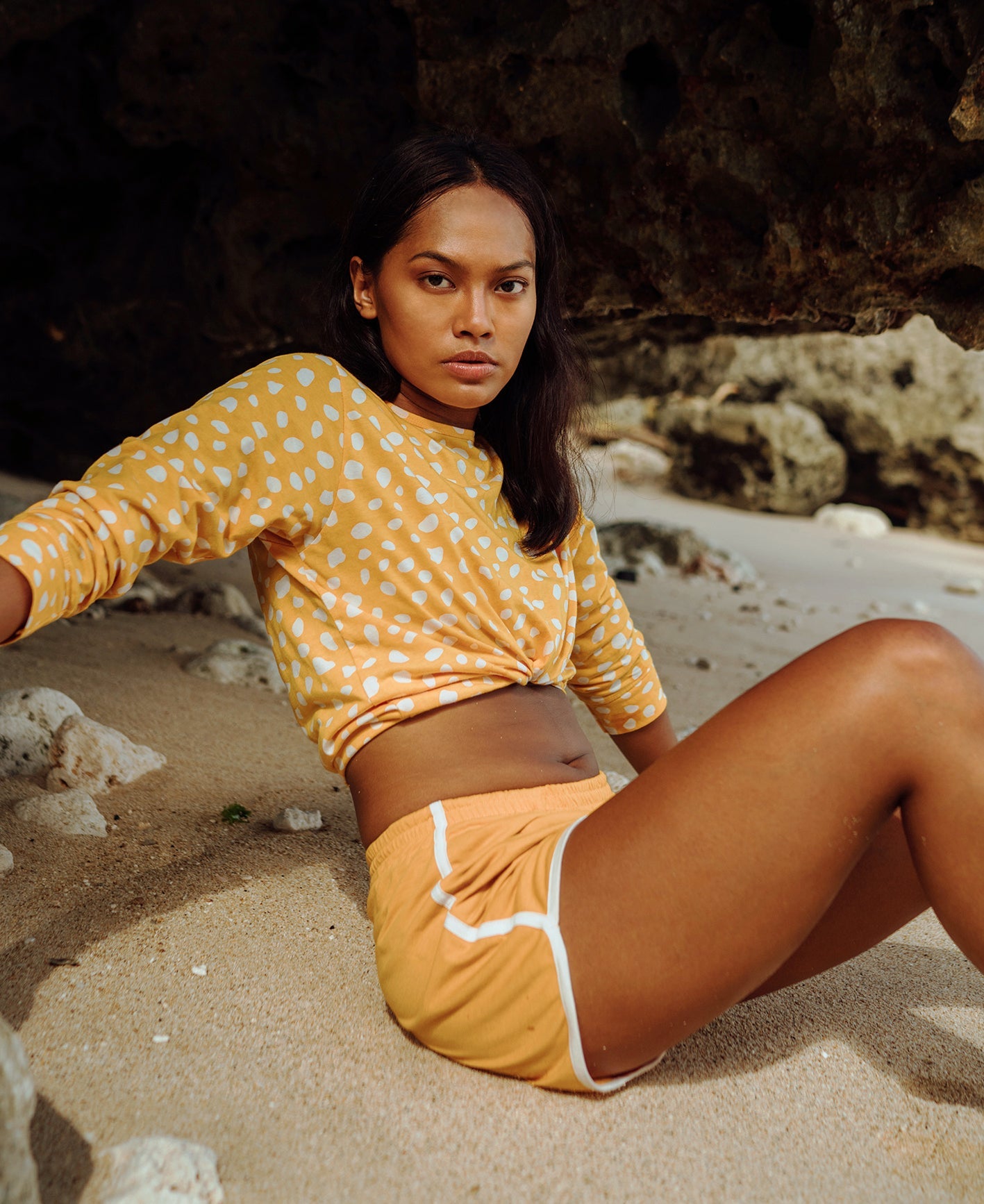 GIRL Seaside Runner Recycled Shorts in Sunflower Yellow BrunnaCo