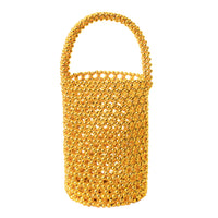 GOLDA Metallic Beads Bucket Bag In Gold BrunnaCo