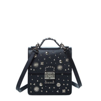 Convertible Leather Backpack Purse Black Crossbody Bag SUSU