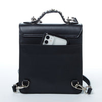 Convertible Leather Backpack Purse Black Crossbody Bag SUSU