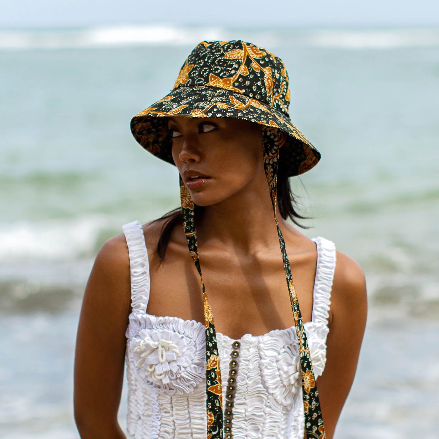 JASMINE Chinoiserie Batik Hat In Brown and Black BrunnaCo