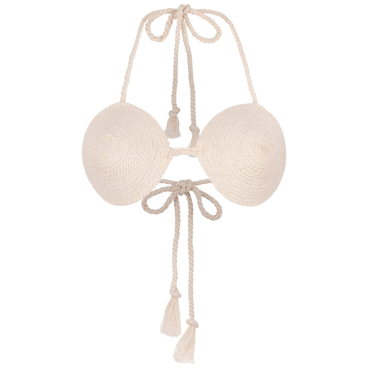 LEIA Cotton Rope Bikini Top — Off-White BrunnaCo