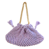 LYON Macrame Tote Bag, in Lilac BrunnaCo