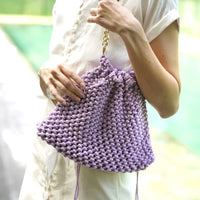 LYON Macrame Tote Bag, in Lilac BrunnaCo