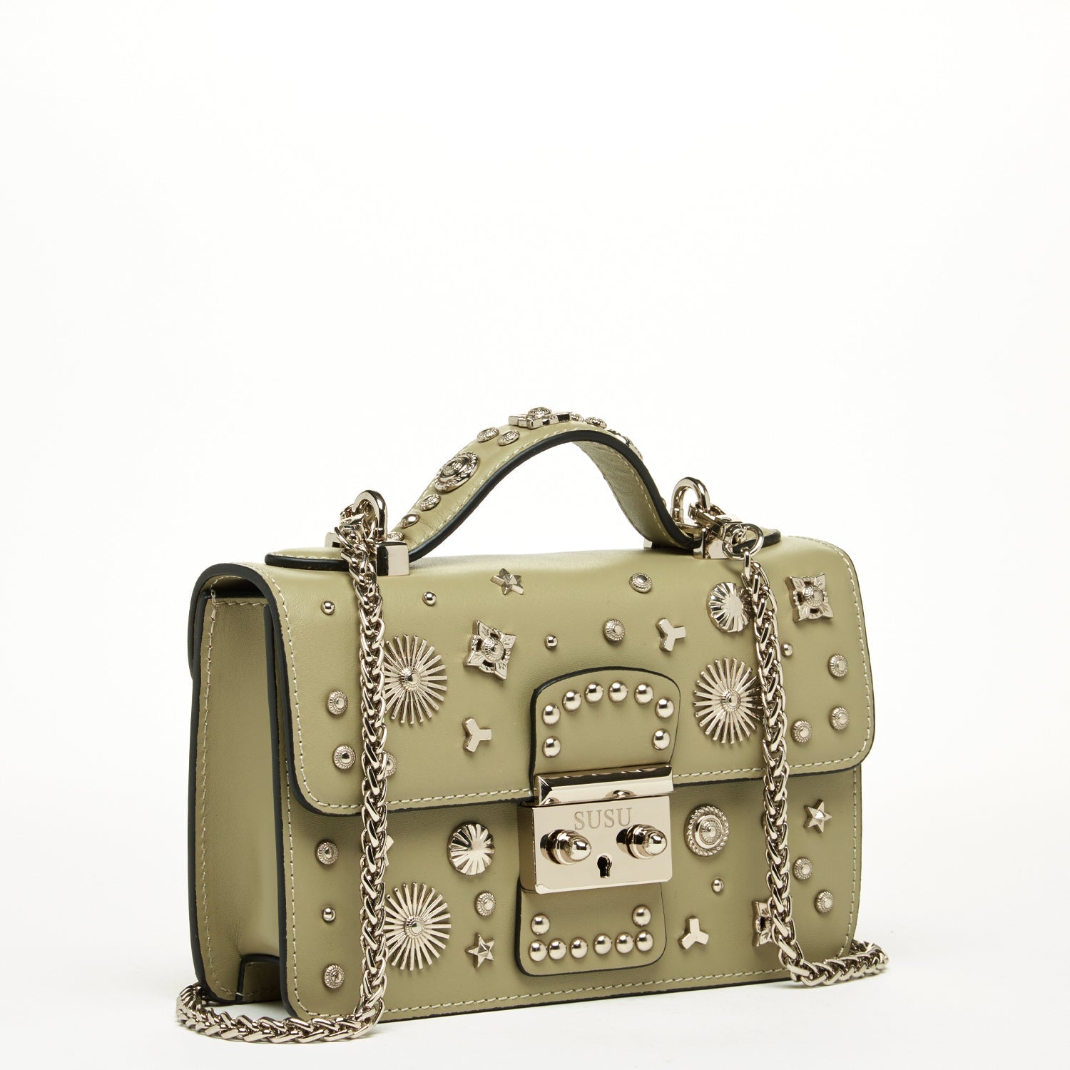 Small Leather Crossbody Bag Sage Green Purse SUSU