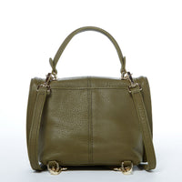 Leather Backpack for Women Convertible Crossbody Bag Olive Green Purse SUSU