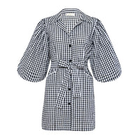 The Meghan Mini Gingham Dress In Black BrunnaCo