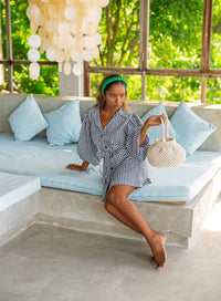 The Meghan Mini Gingham Dress In Black BrunnaCo