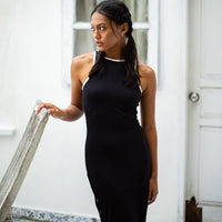 OLA Organic Cotton Midi Dress In Black BrunnaCo