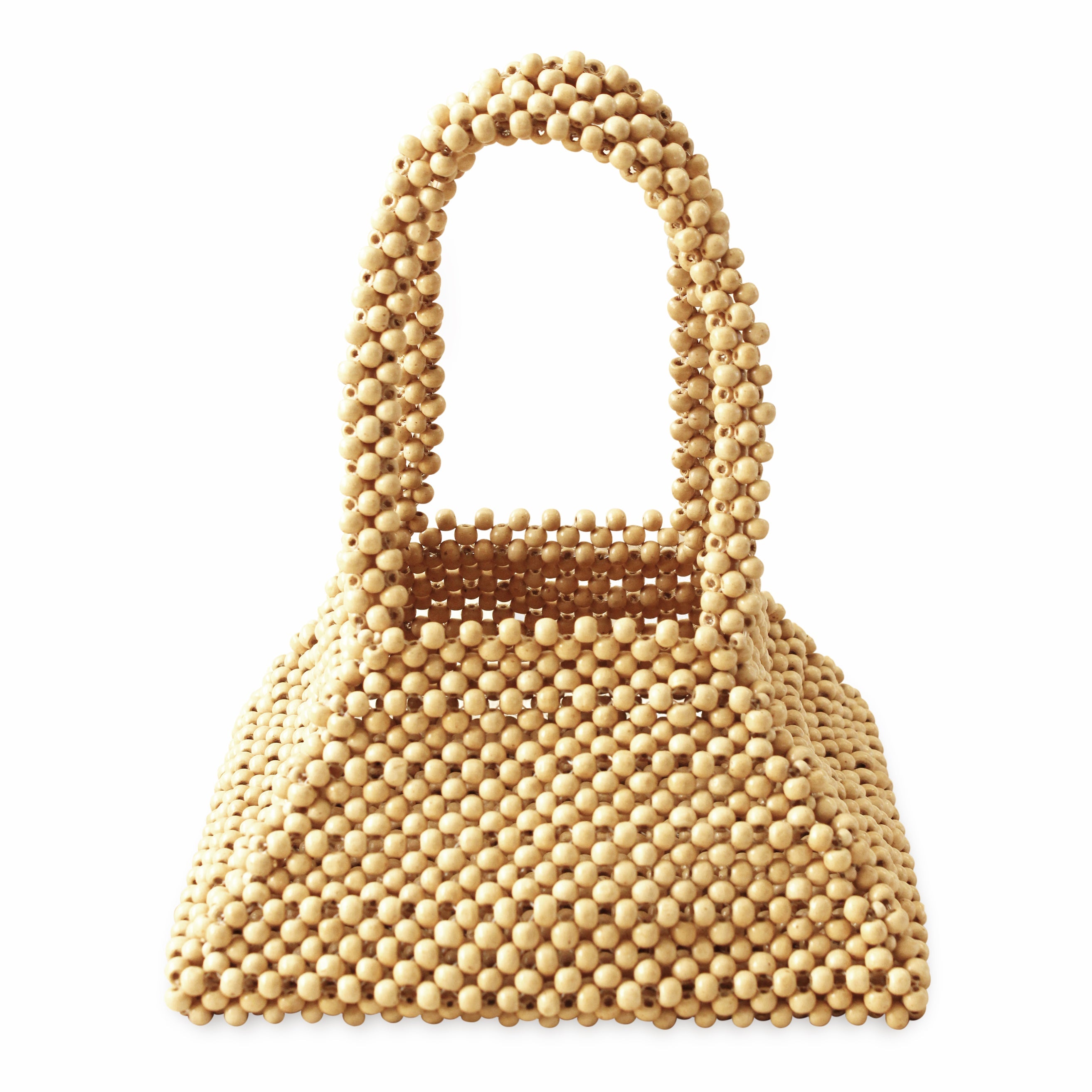 PYRAMID Beaded Tote Bag in Nude Beige BrunnaCo