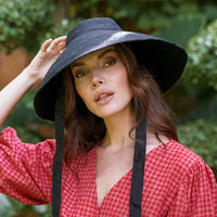 REIGN Jute Straw Hat In Black BrunnaCo