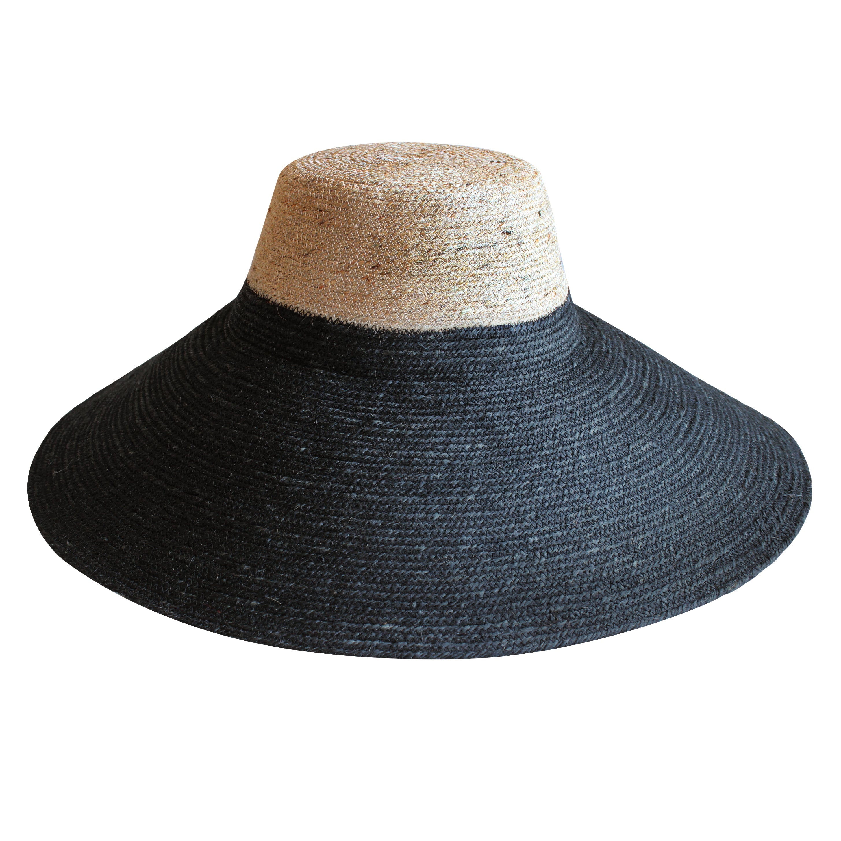 The Riri Duo Jute Straw Hat In Natural & Black BrunnaCo