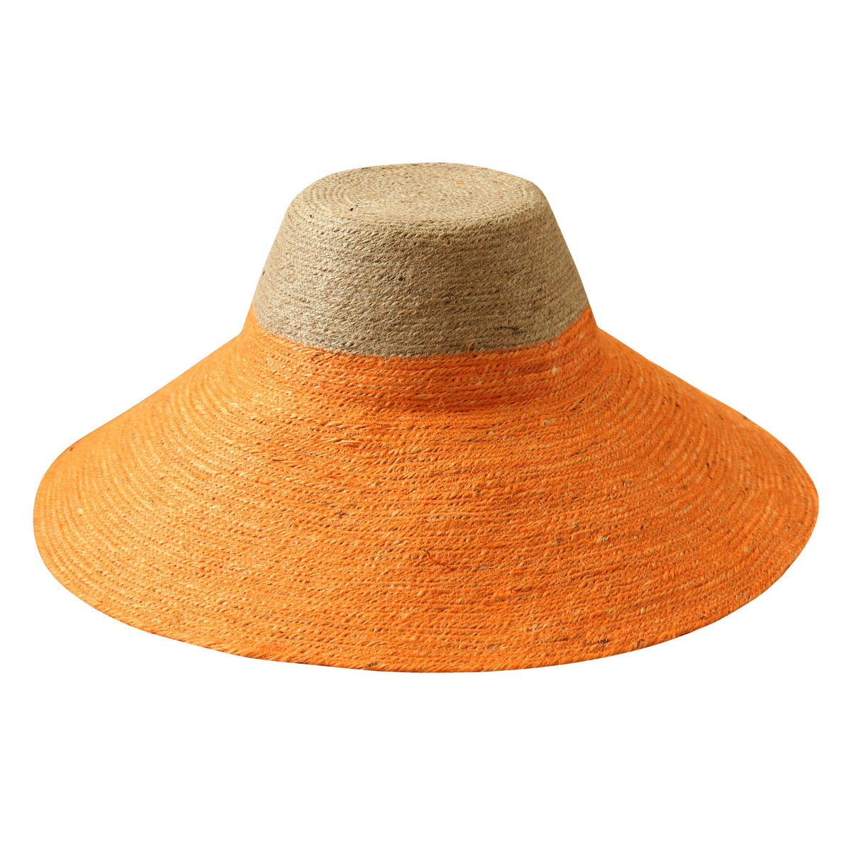 The Riri Duo Jute Straw Hat In Tangerine Orange BrunnaCo